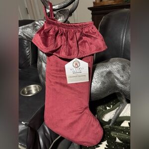Red Velvet Feeling Ruffle Christmas Stocking My Texas House NEW